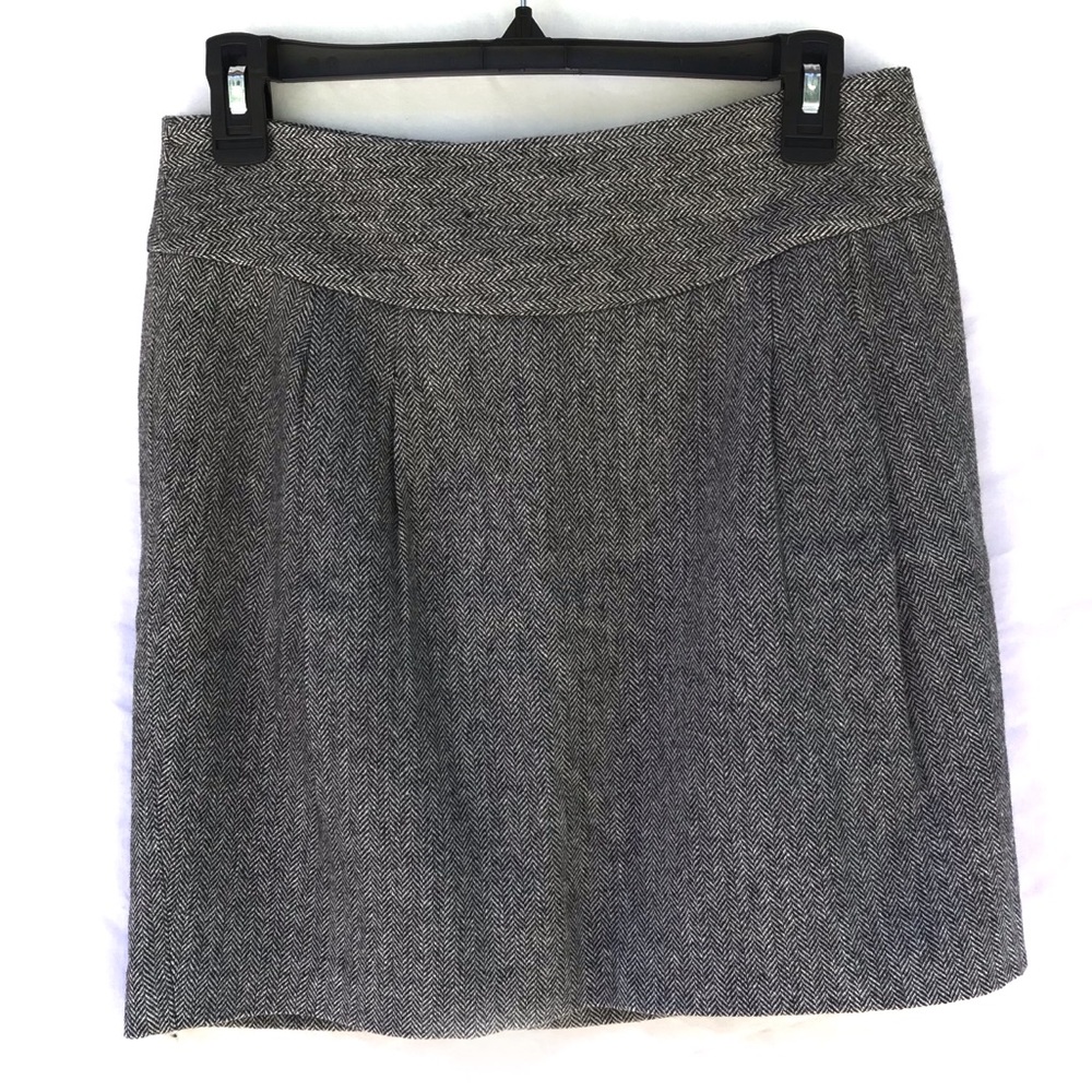 LOFT Wool Herringbone Pleated Skirt SZ 0